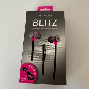 Blitz Prime Audio Ear Buds with Mic and Cord Organizer NIB New Unopened